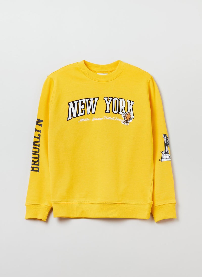 French terry sweatshirt with patch and print