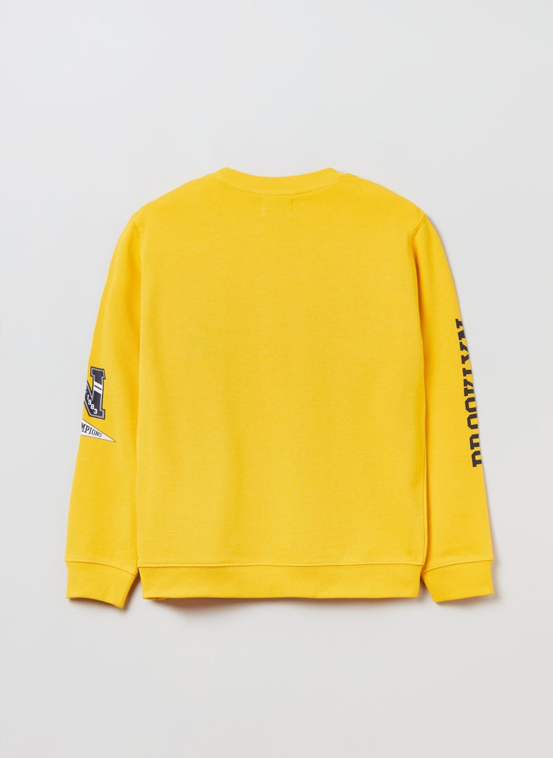 French terry sweatshirt with patch and print