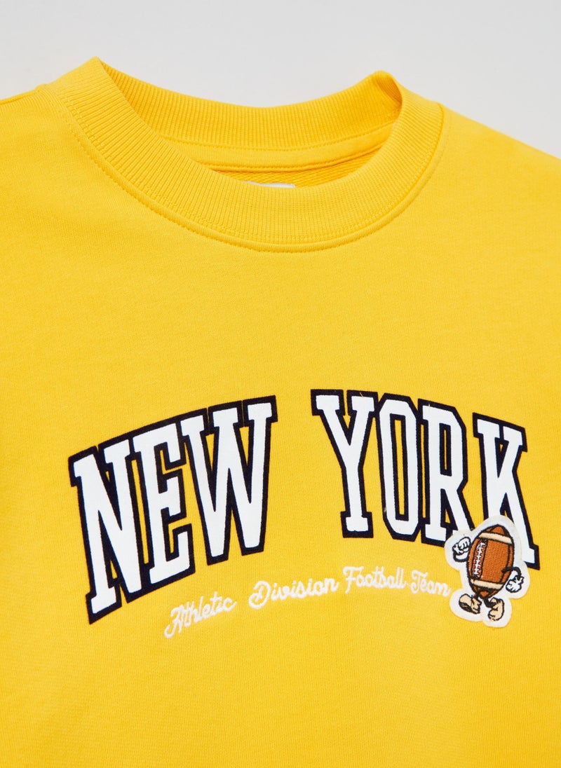 French terry sweatshirt with patch and print