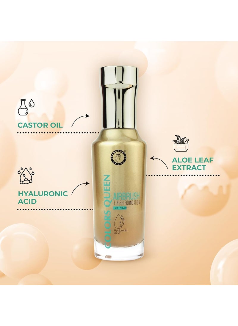airbrush foundation with primer lightweight high coverage dewy finish enriched with hyaluronic acid and aloevera liquid foundation for women 04 - Natural Nude, 55ml