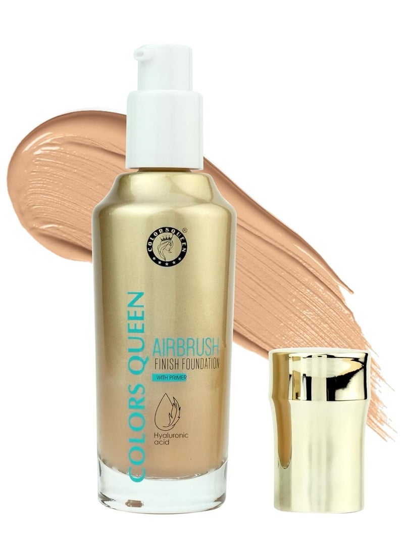 airbrush foundation with primer lightweight high coverage dewy finish enriched with hyaluronic acid and aloevera liquid foundation for women 04 - Natural Nude, 55ml