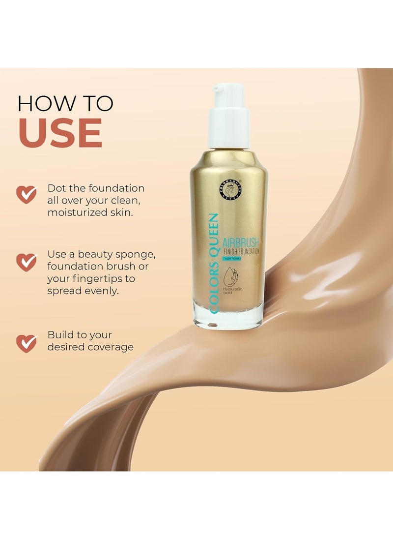airbrush foundation with primer lightweight high coverage dewy finish enriched with hyaluronic acid and aloevera liquid foundation for women 04 - Natural Nude, 55ml