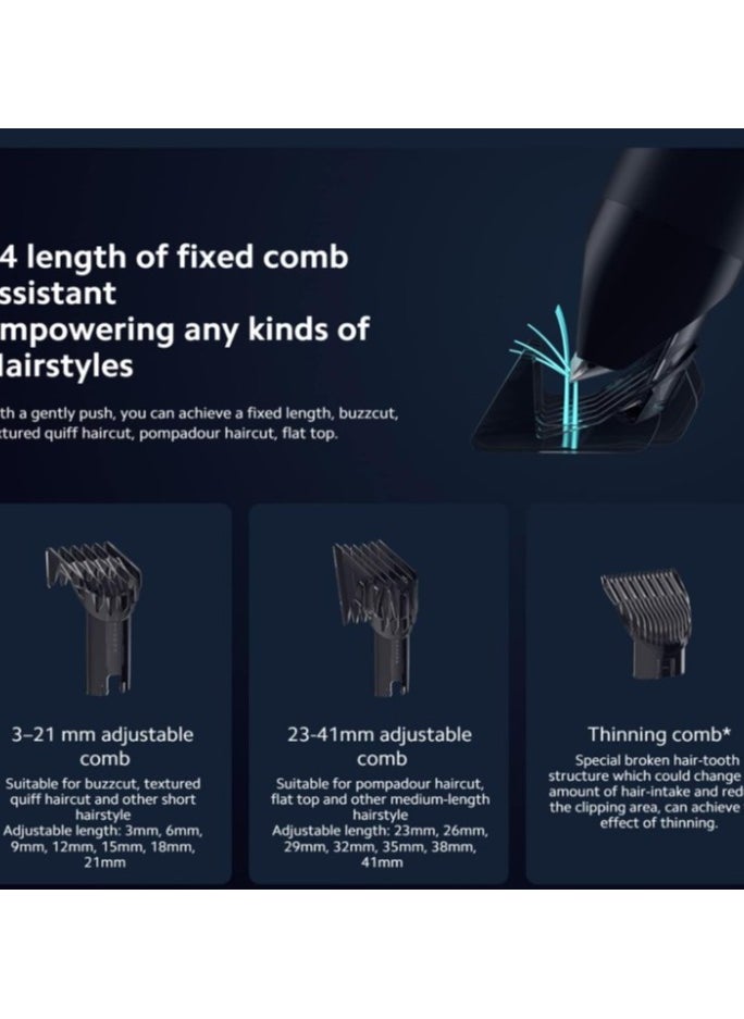 Xiaomi Hair Clipper, Professional Hair Clippers for Men with 14 Length Comb Settings and 5 Styling Precision Length Settings, Titanium-Plated Ceramic  Head, Cordless Hair Clippers for Men/Kids