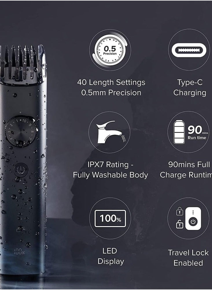Grooming Kit Pro hair clipper with multiple shaving styles washable and comfortable suitable size and great performance (Black)