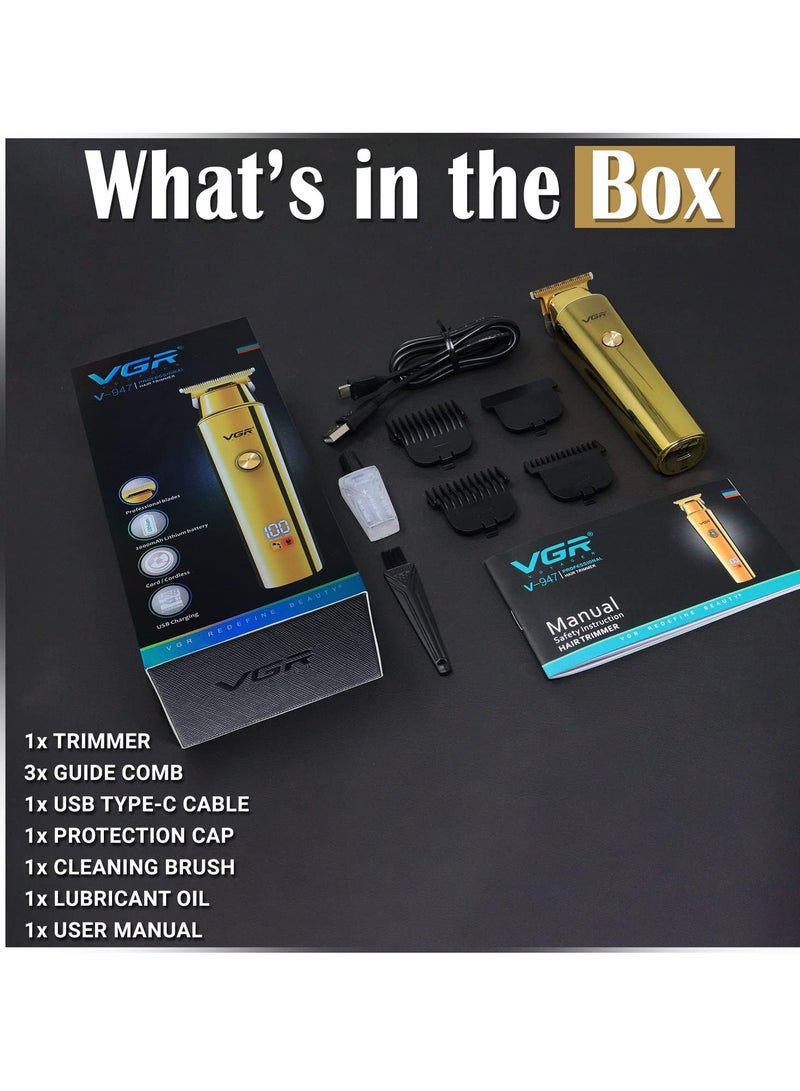 V-947 Professional hair trimmer  Runtime: 500 minutes , 3 pcs guide comb , Cleaning brush , Lubricating oil , USB charging function