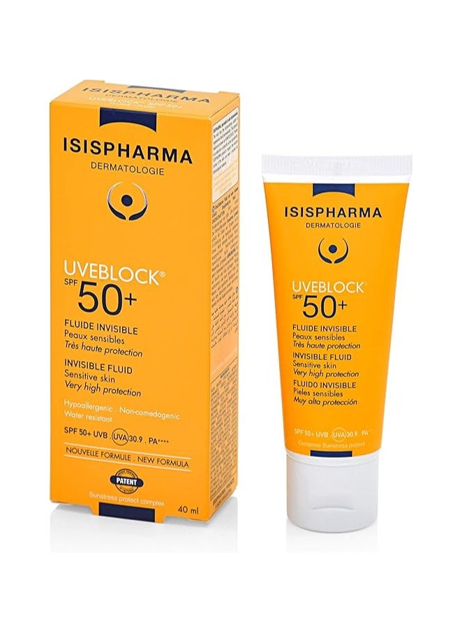 ISIS Pharma Uveblock SPF50+ Fluid Invisible (1+1) 40ml — High Protection Sunscreen for Sensitive Skin