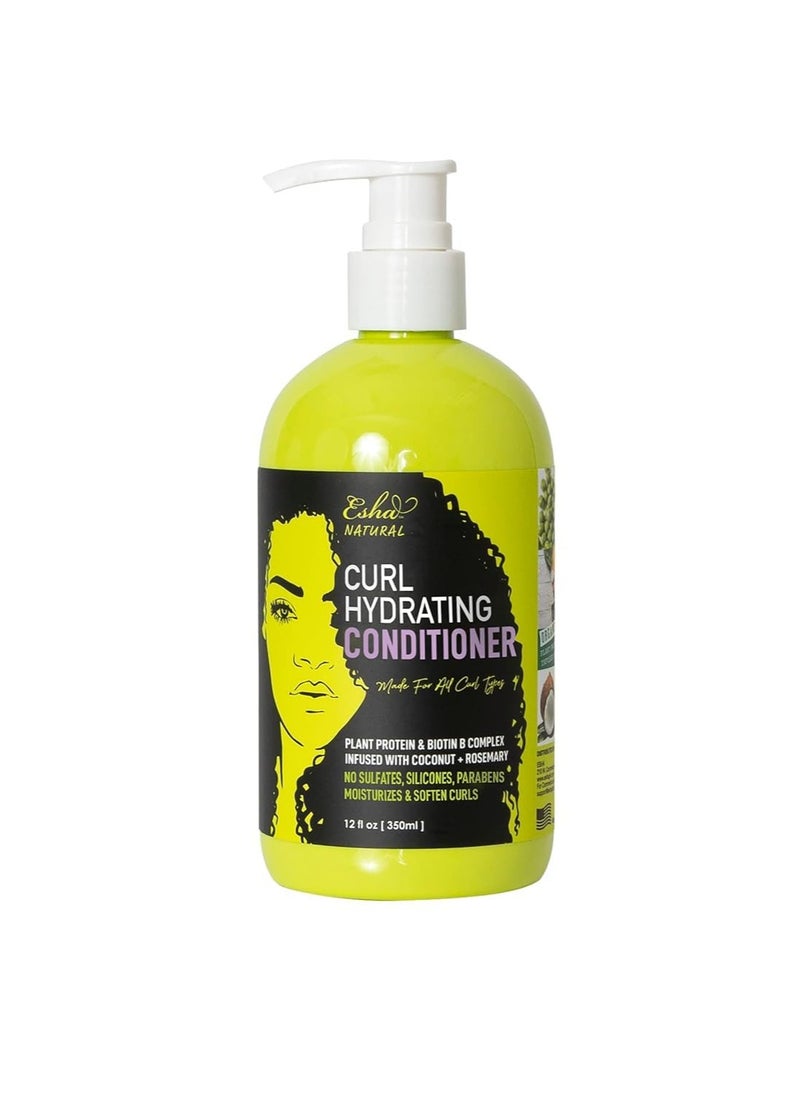 Esha Natural Curl Hydrating Conditioner for 3C & 4C Curls  Coconut & Rosemary Oils  Tropical Fruit Scent 12 Oz