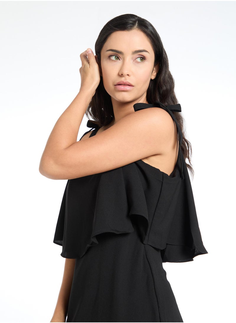 Black Tie Up Strappy Dress