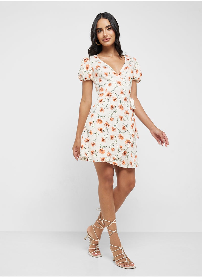 Printed Bardot Dress