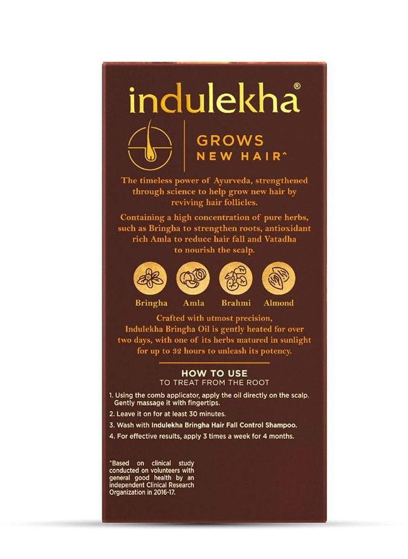 Bringha Ayurvedic Hair Oil 100 ml Hair Fall Control and Hair Growth with Bhringraj and Coconut Oil - Comb Applicator Bottle for Men and Women