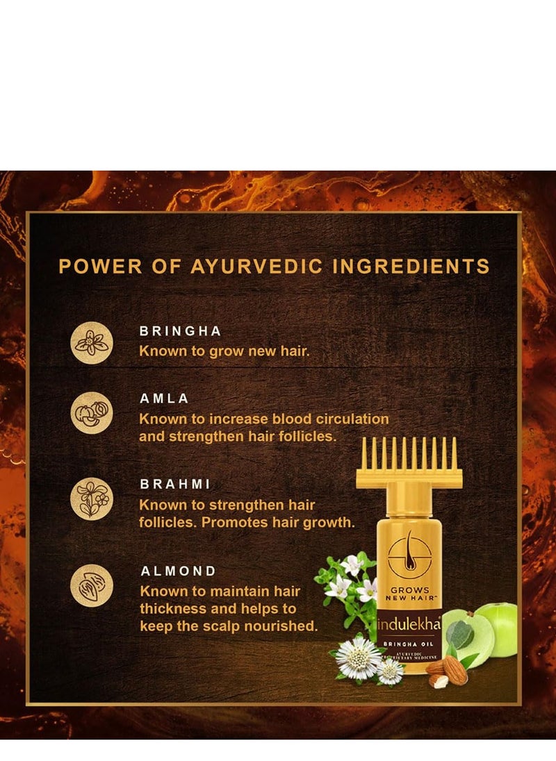 Bringha Ayurvedic Hair Oil 100 ml Hair Fall Control and Hair Growth with Bhringraj and Coconut Oil - Comb Applicator Bottle for Men and Women