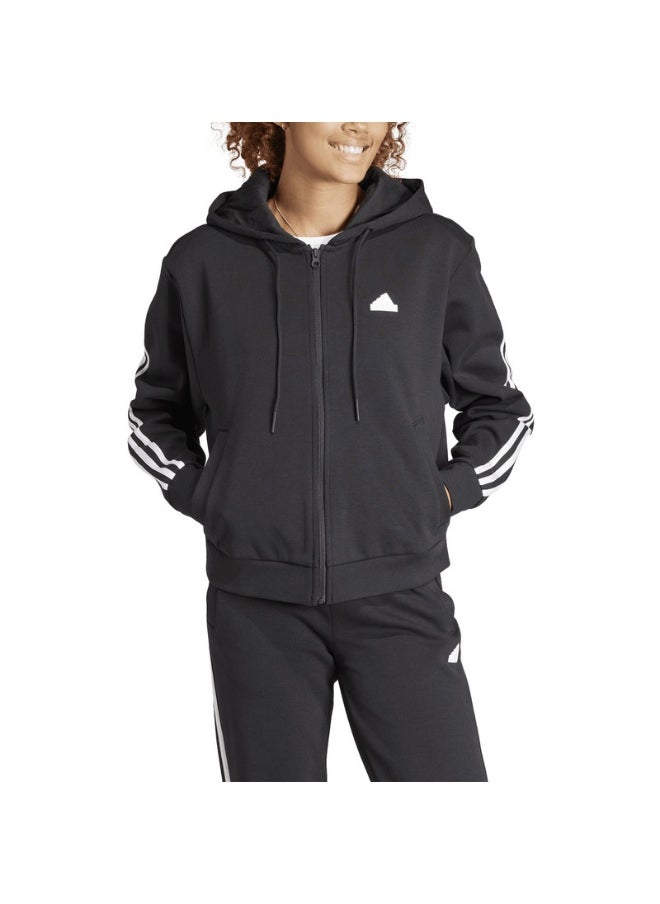 Adidas W Fi 3S Fz Hd Black Training Track Tops For Women Xs