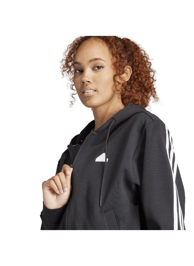 Adidas W Fi 3S Fz Hd Black Training Track Tops For Women Xs