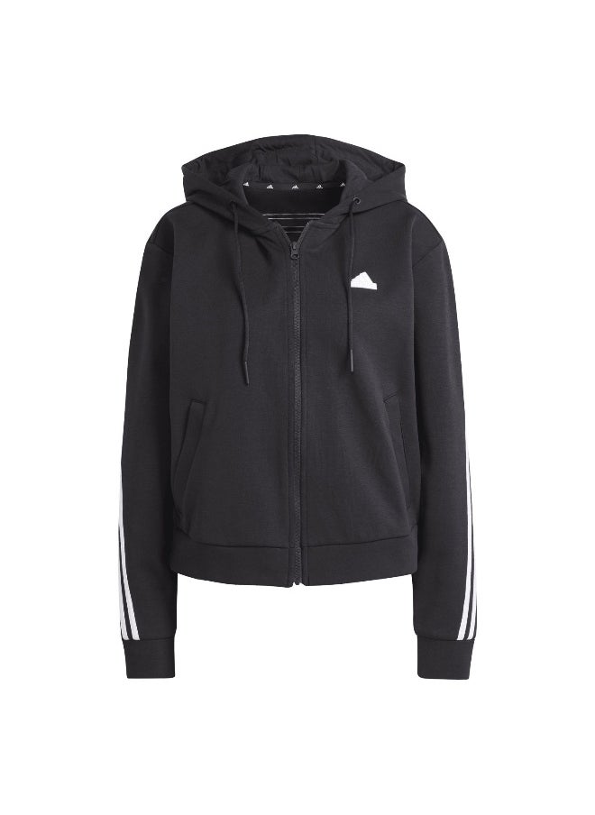 Adidas W Fi 3S Fz Hd Black Training Track Tops For Women Xs