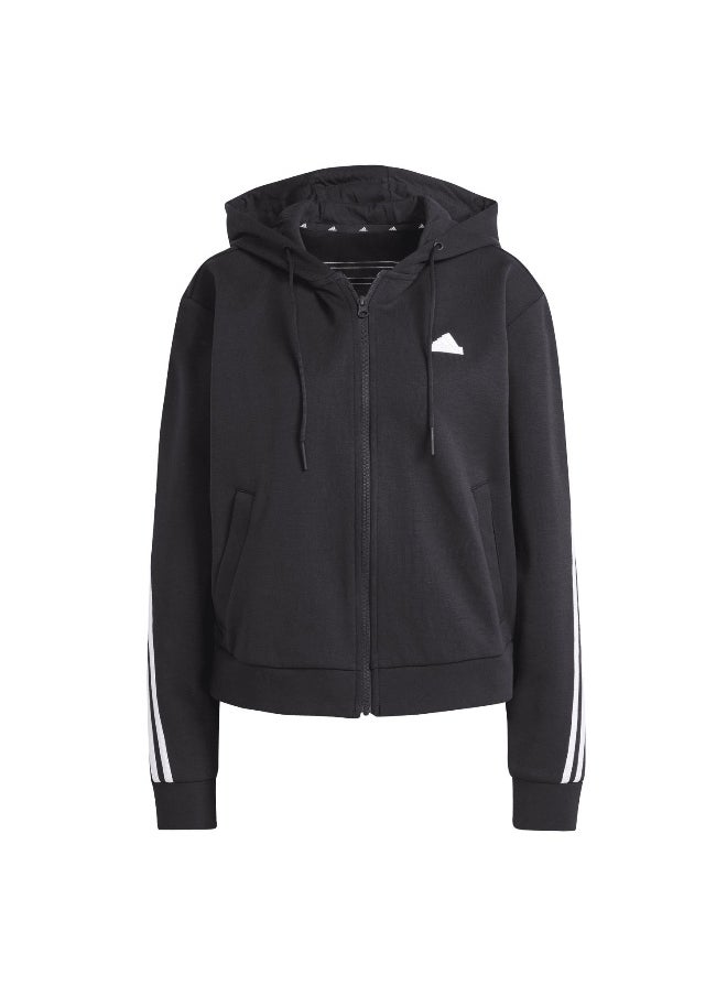 Adidas W Fi 3S Fz Hd Black Training Track Tops For Women Xs