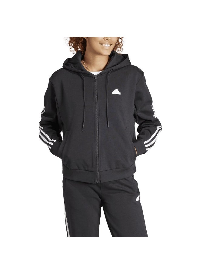 Adidas W Fi 3S Fz Hd Black Training Track Tops For Women Xs