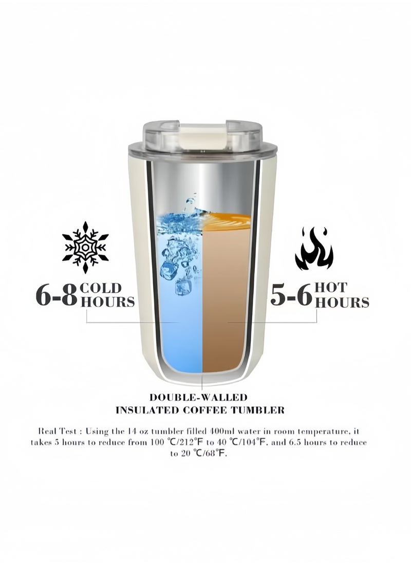 2pcs 320ML Coffee Mug,Insulated Beverage Cup With Leakproof Lid, Travel Portable Car Drinking Cup，Stainless Steel Vacuum Leak proof , White/Black