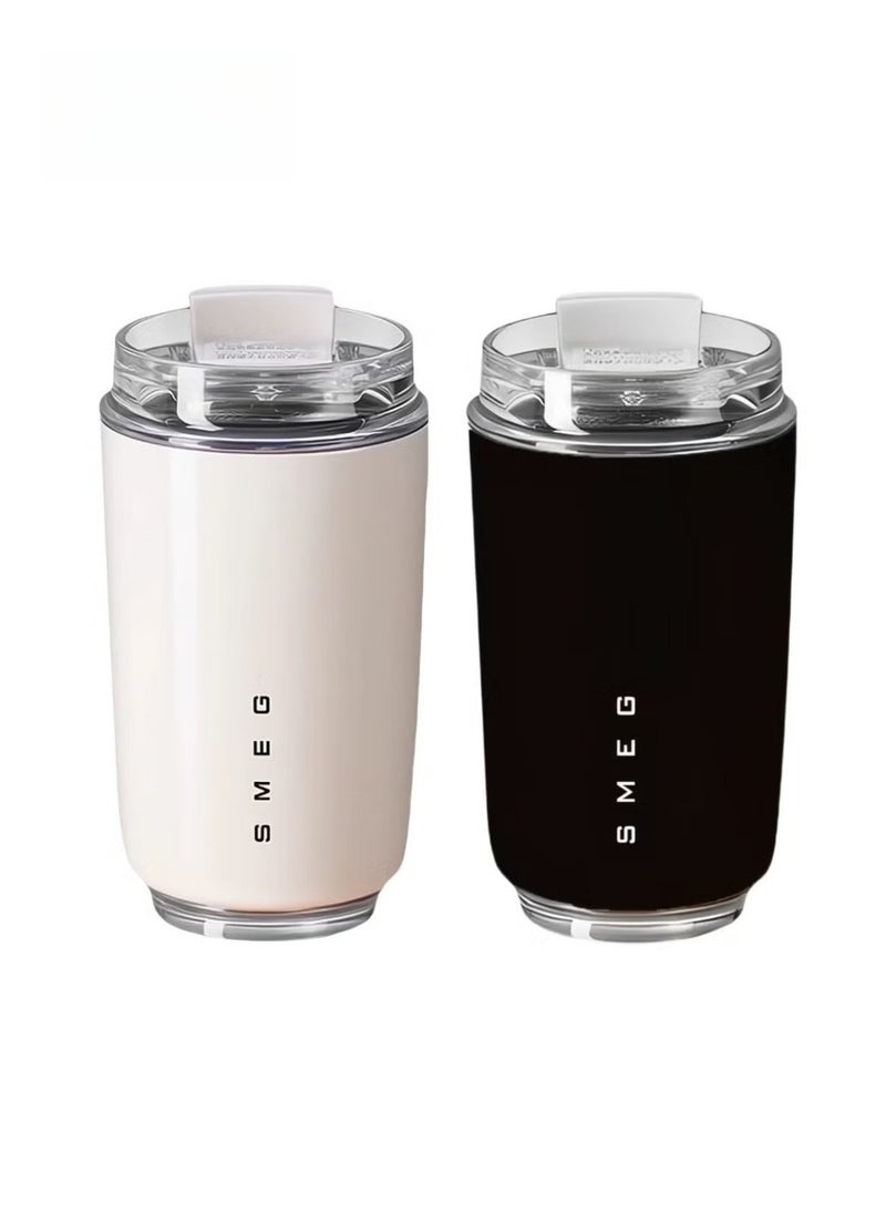 2pcs 320ML Coffee Mug,Insulated Beverage Cup With Leakproof Lid, Travel Portable Car Drinking Cup，Stainless Steel Vacuum Leak proof , White/Black