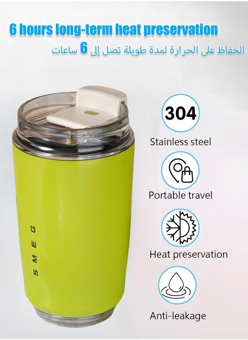 320ML Coffee Mug,Insulated Beverage Cup With Leakproof Lid, Travel Portable Car Drinking Cup，Stainless Steel Vacuum Leak proof , Green