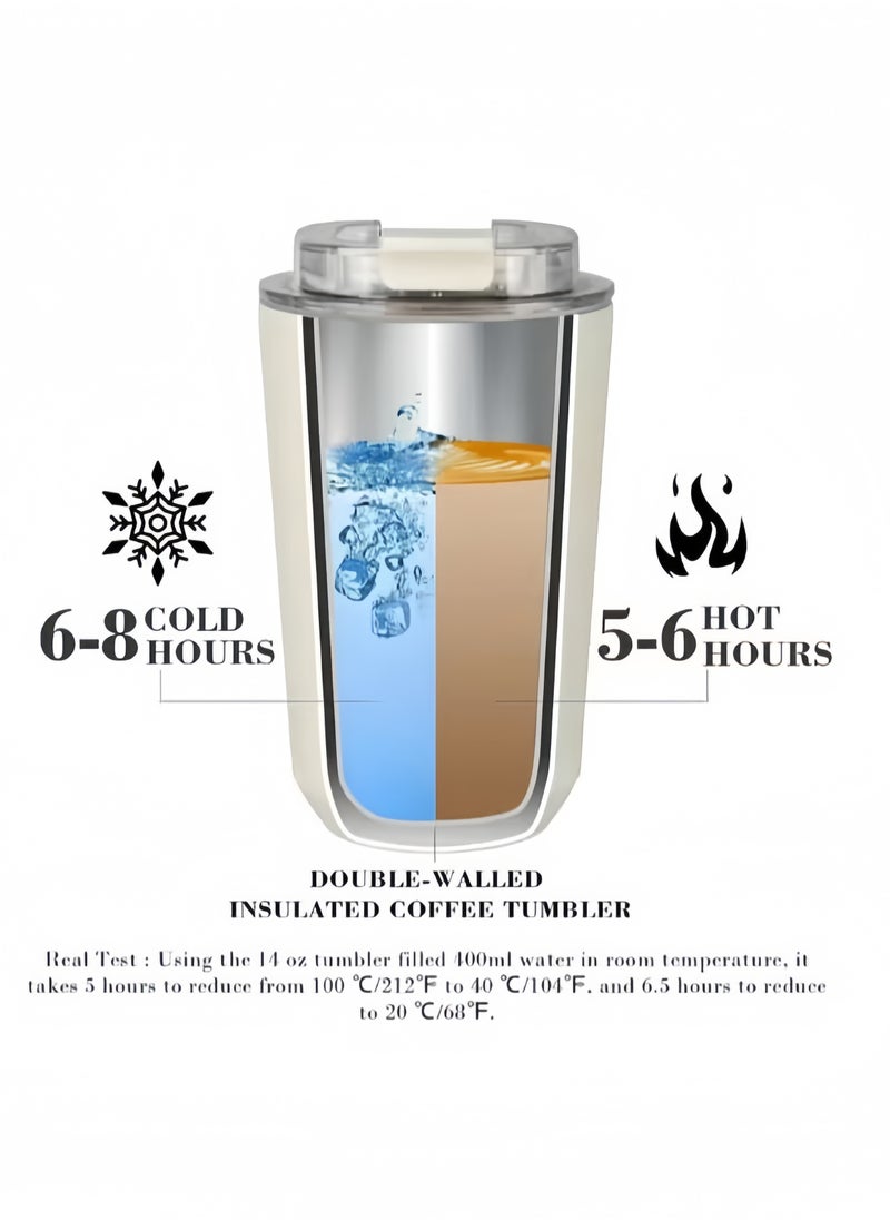 320ML Coffee Mug,Insulated Beverage Cup With Leakproof Lid, Travel Portable Car Drinking Cup，Stainless Steel Vacuum Leak proof , White