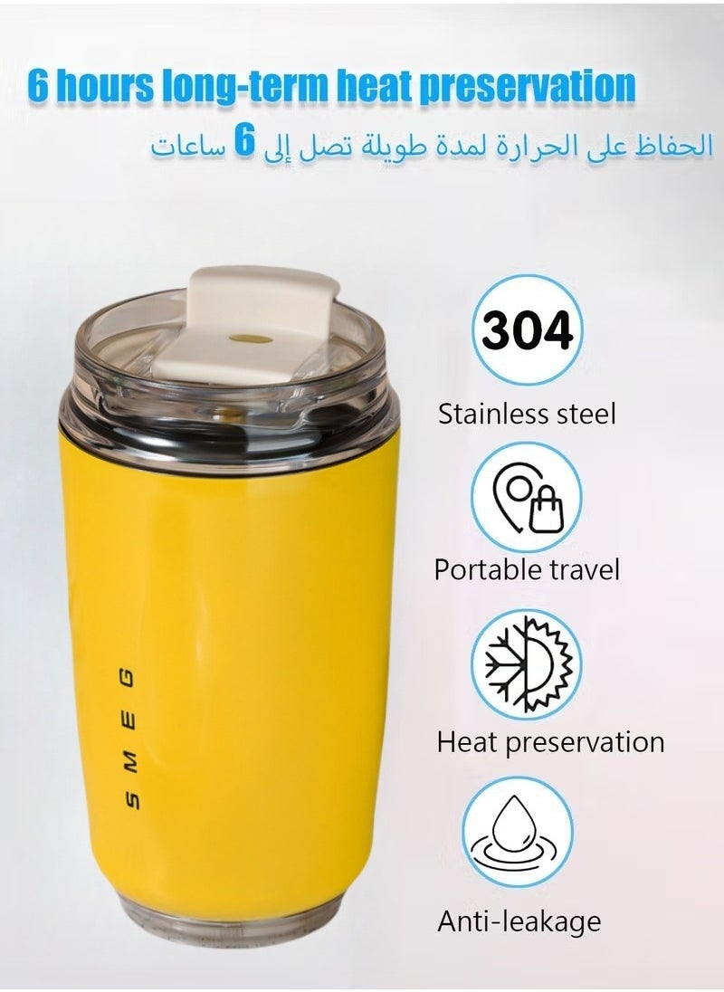 320ML Coffee Mug,Insulated Beverage Cup With Leakproof Lid, Travel Portable Car Drinking Cup，Stainless Steel Vacuum Leak proof , Yellow