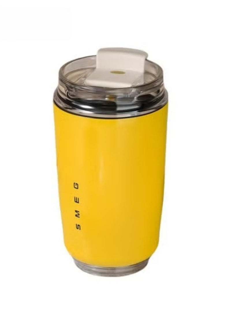 320ML Coffee Mug,Insulated Beverage Cup With Leakproof Lid, Travel Portable Car Drinking Cup，Stainless Steel Vacuum Leak proof , Yellow