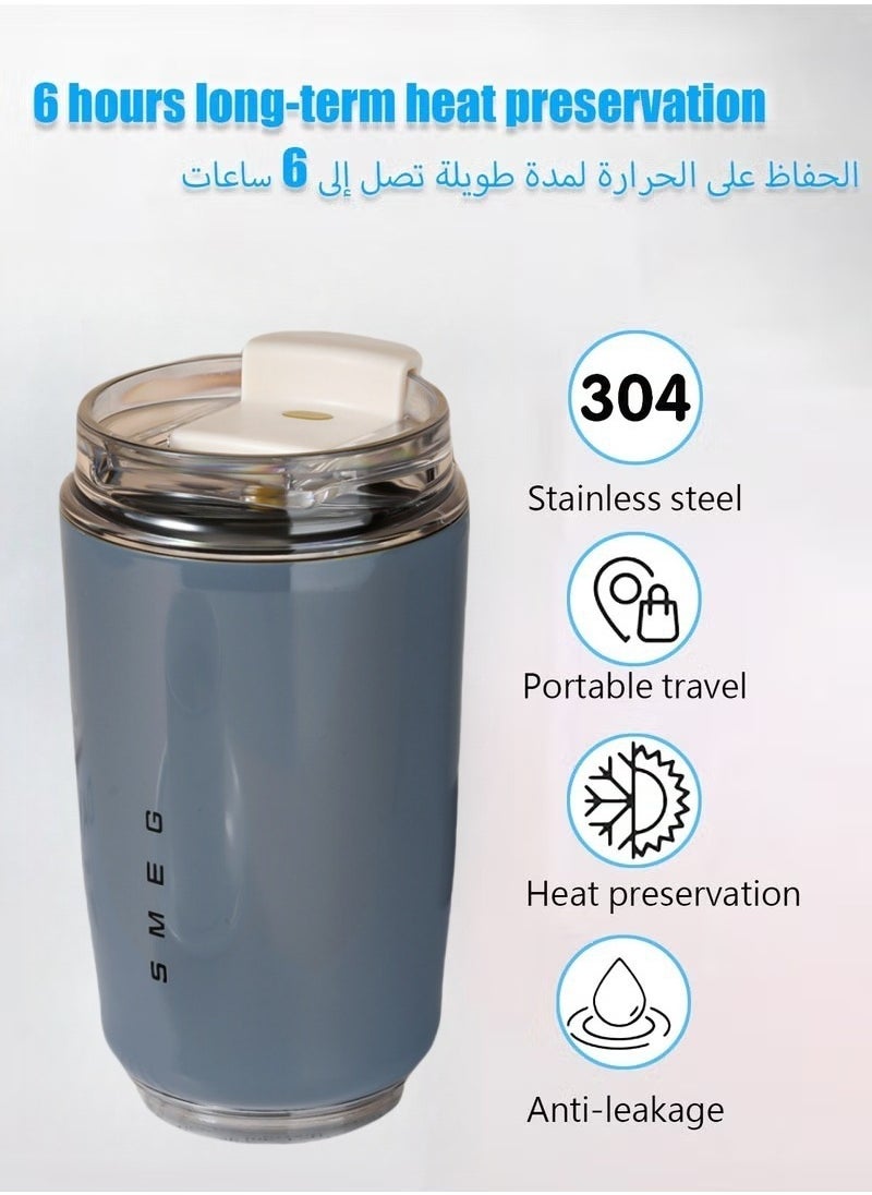 320ML Coffee Mug,Insulated Beverage Cup With Leakproof Lid, Travel Portable Car Drinking Cup，Stainless Steel Vacuum Leak proof , Gray