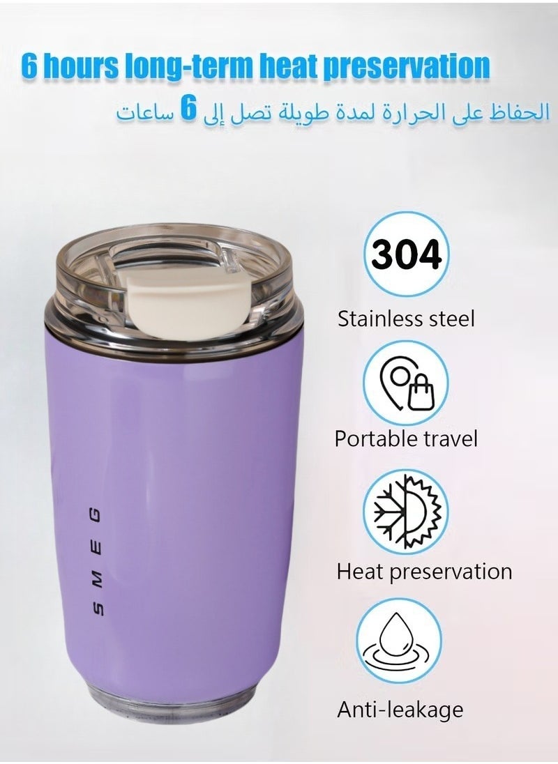 320ML Coffee Mug,Insulated Beverage Cup With Leakproof Lid, Travel Portable Car Drinking Cup，Stainless Steel Vacuum Leak proof , Purple