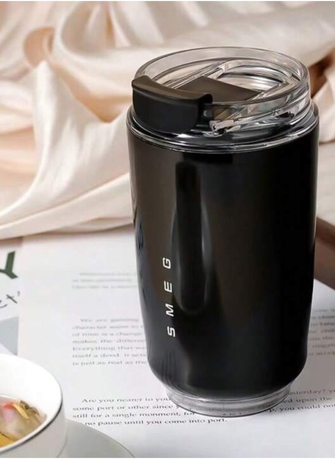 240ML Smeg Beverage Cup Travel Portable Car Drinking Cup Stainless Steel Vacuum Leak proof Coffee Thermos, Black.