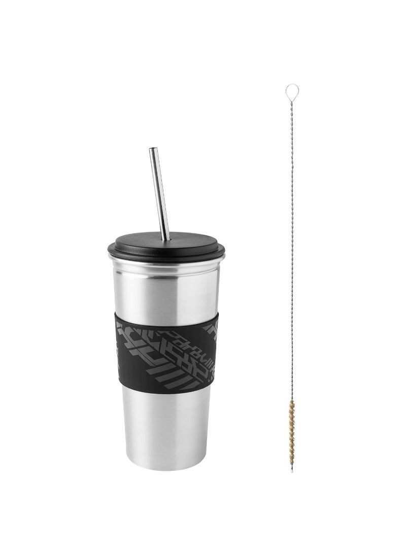 Mug with lid and straw black