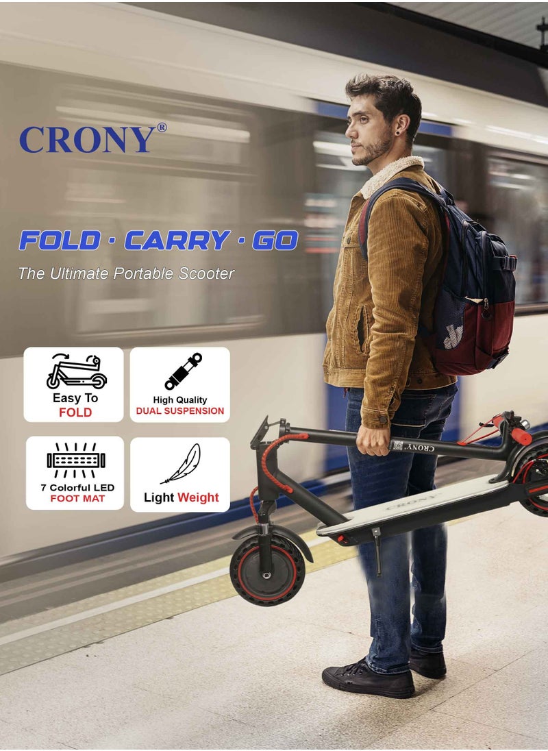 W563 E-Scooter 250W Motor, 25-45KN/H Speed, 10-25KM Range, Front Suspension, Durable Honeycomb Tires,Smart App Control,Aluminum Alloy Frame, 100KG Max Load, 36V/7.8AH Battery,Easy Folding, LED Light Base, Commuter Electric Scooter for Adults & Kids, Portable, Lightweight Design, Durable Honeycomb Tires, Bluetooth Connectivity, Ideal for Daily Commute & Leisure Rides, 3-5 Hours Charging Time, Normal/Disc Brakes, IPX4 Waterproof, 7 Colors LED Deck Lights，Red