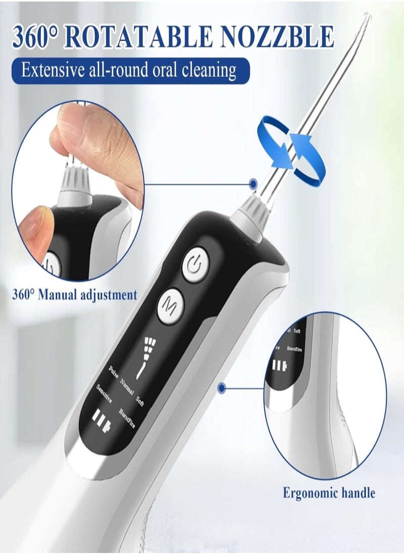 Water Flosser, Water Dental Flosser Pick for Teeth, 330ML IPX7 Waterproof Oral Irrigator, 5 Modes 4 Replaceable Jet Tips, Professional Flossing Cleaning Picks for Home Travel Gums, Braces Care