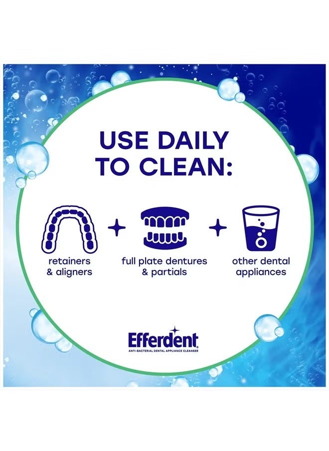 Efferdent Retainer Cleaning Tablets, Denture Cleanser Tablets for Dental Appliances, Fresh & Clean, Minty Fresh, 90 Tablets