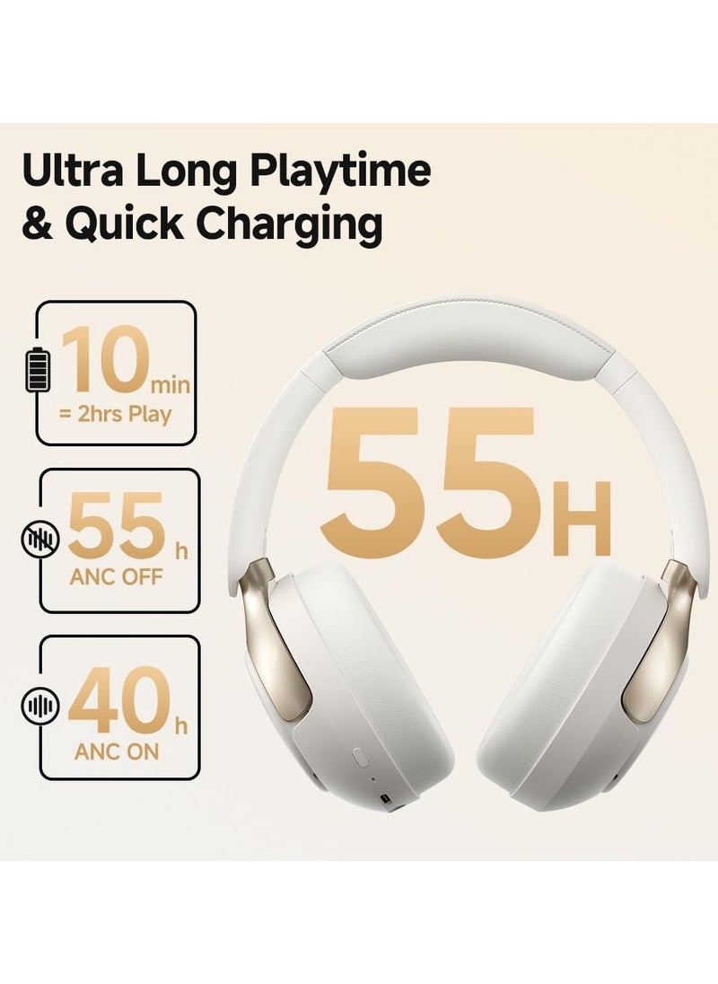 QCY H3 PRO Adaptive ANC Wireless Headphones Over-Ear, 50dB Active Noise Cancellation Headset with Multiple Modes, LDAC Hi-Res Wireless Audio, 55H Playtime, Custom EQ via App, Bluetooth 5.4