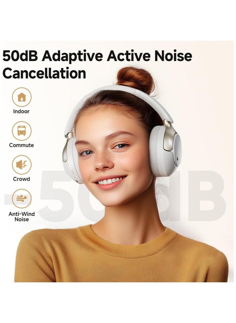 QCY H3 PRO Adaptive ANC Wireless Headphones Over-Ear, 50dB Active Noise Cancellation Headset with Multiple Modes, LDAC Hi-Res Wireless Audio, 55H Playtime, Custom EQ via App, Bluetooth 5.4