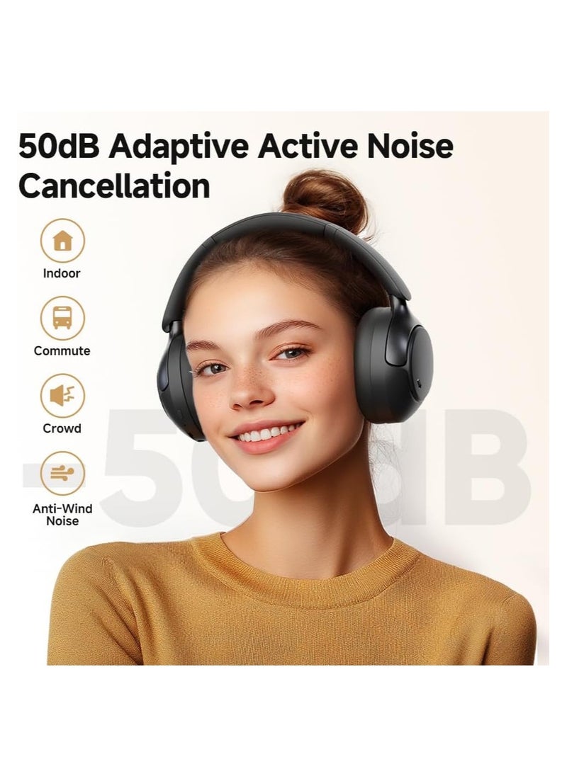 QCY H3 PRO Adaptive ANC Wireless Headphones Over Ear, 50dB Active Noise Cancellation with Multiple Modes, LDAC Hi-Res Wireless Audio, 55H Playtime, Custom EQ via App, Bluetooth 5.4