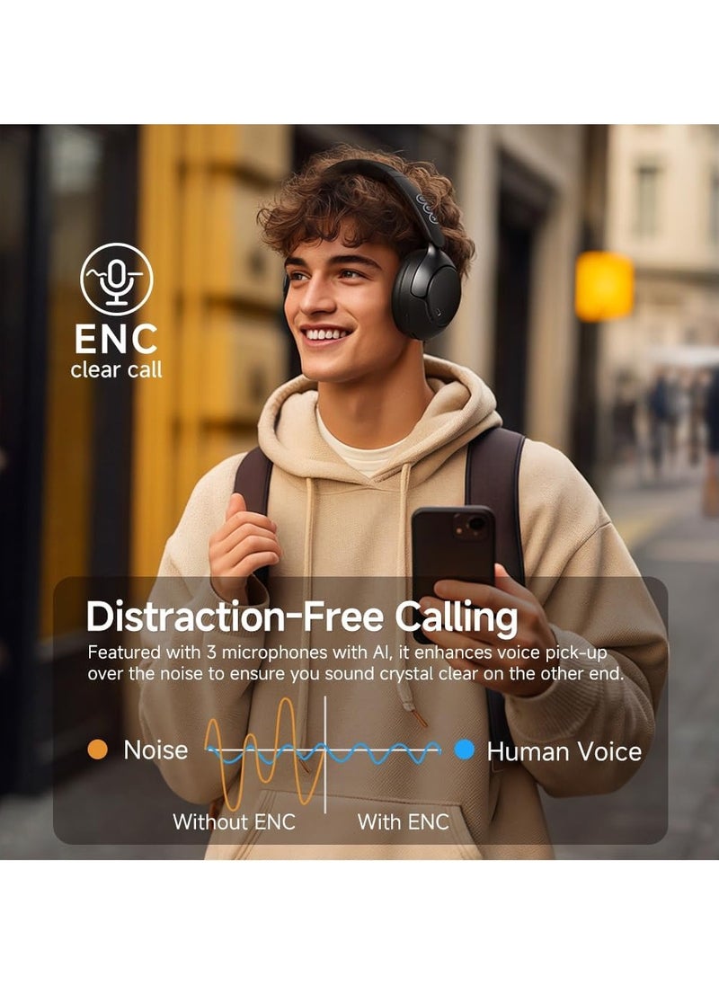 QCY H3 PRO Adaptive ANC Wireless Headphones Over Ear, 50dB Active Noise Cancellation with Multiple Modes, LDAC Hi-Res Wireless Audio, 55H Playtime, Custom EQ via App, Bluetooth 5.4