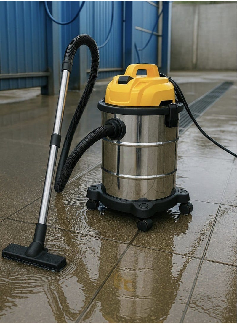 Wet & Dry Drum Vacuum Cleaner 30L with Accessories – Stainless Steel Tank, Drum Vacuum Cleaner with Powerful 2500W Motor, Heavy-Duty Vacuum Cleaner for Home, Garage, Workshop & Car Cleaning