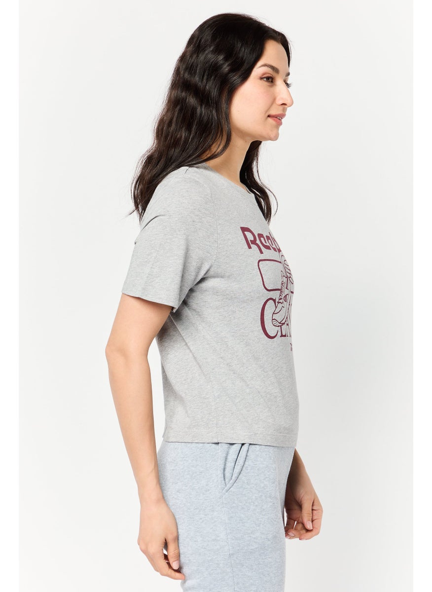 Women Sportswear Fit Short Sleeve Outdoor Crop T-Shirt, Grey