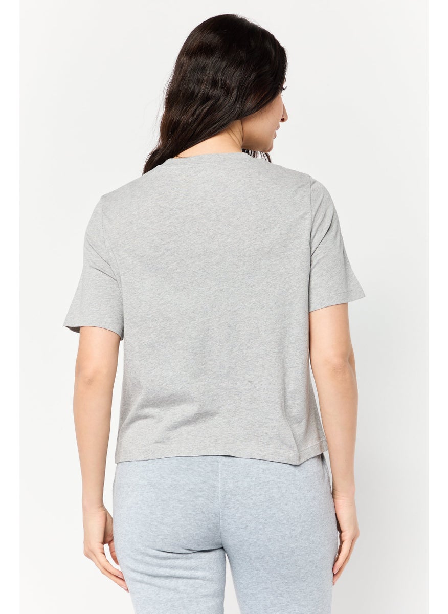 Women Sportswear Fit Short Sleeve Outdoor Crop T-Shirt, Grey