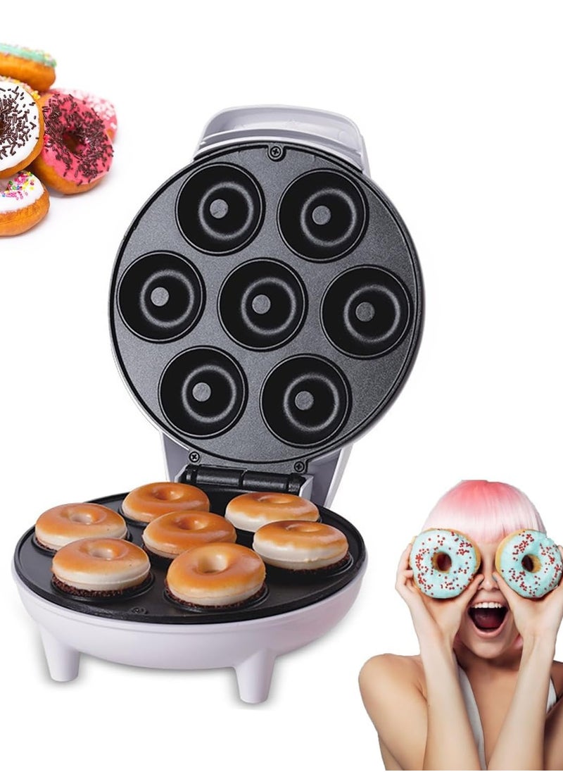 Mini Donut Maker Machine – Electric Donut Press with Non-Stick Double-Sided Heating, Kid-Friendly, Makes 7 Doughnuts in Minutes, Easy to Clean