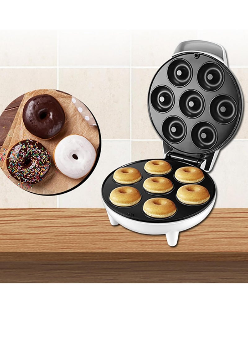 Mini Donut Maker Machine – Electric Donut Press with Non-Stick Double-Sided Heating, Kid-Friendly, Makes 7 Doughnuts in Minutes, Easy to Clean
