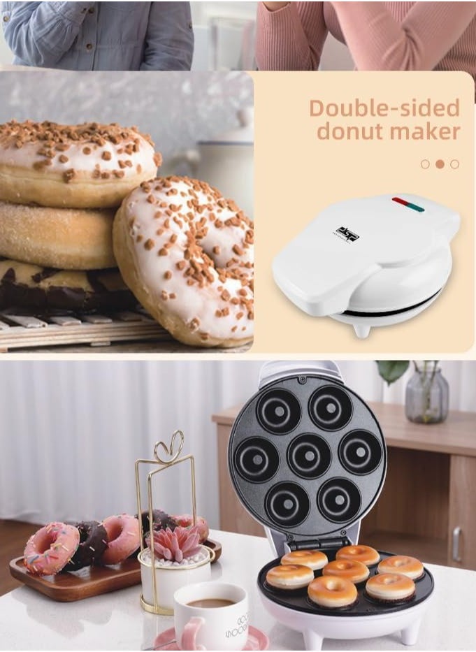 Mini Donut Maker Machine – Electric Donut Press with Non-Stick Double-Sided Heating, Kid-Friendly, Makes 7 Doughnuts in Minutes, Easy to Clean