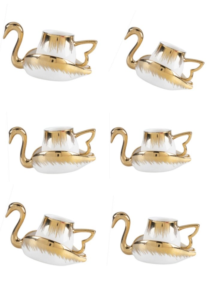 12 Pcs Turkish Coffee Cup Set Tea Cup Set White Swan Coffee Cup Set