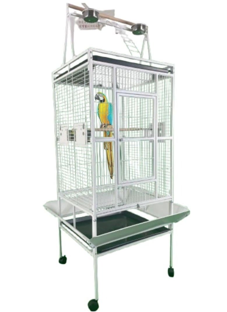 Parrot Large cage with rolling stand 3 wood stick 4 Food Container large with top stand for big parrots such as casco cocatoo,conure,Parakeet,Budgerigar,Fische 173 * 81 * 76 cm