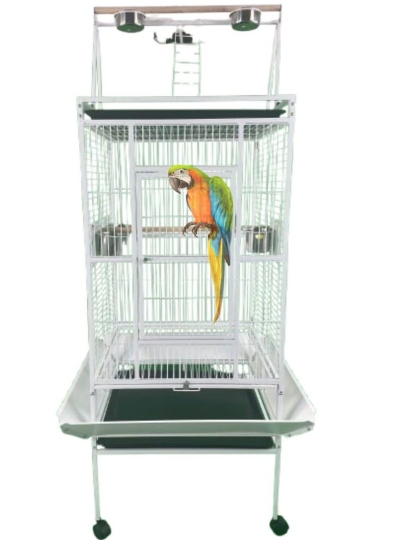 Parrot Large cage with rolling stand 3 wood stick 4 Food Container large with top stand for big parrots such as casco cocatoo,conure,Parakeet,Budgerigar,Fische 173 * 81 * 76 cm