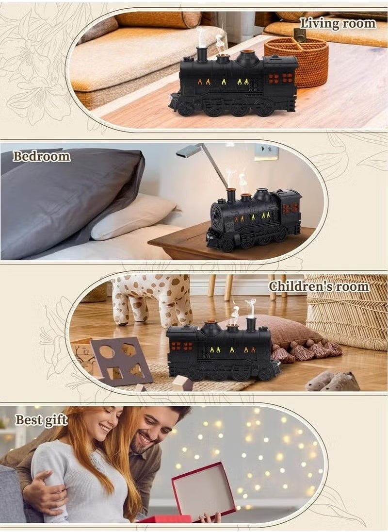 Train Essential Oil Diffuser 300ml – Retro Steam Train Design Aroma Humidifier with 2 Light Modes, 2 Mist Settings, Remote Control – Ultrasonic Cool Mist Diffuser for Bedroom, Home, Office, Gifts & Decor – Quiet Operation, Night Light