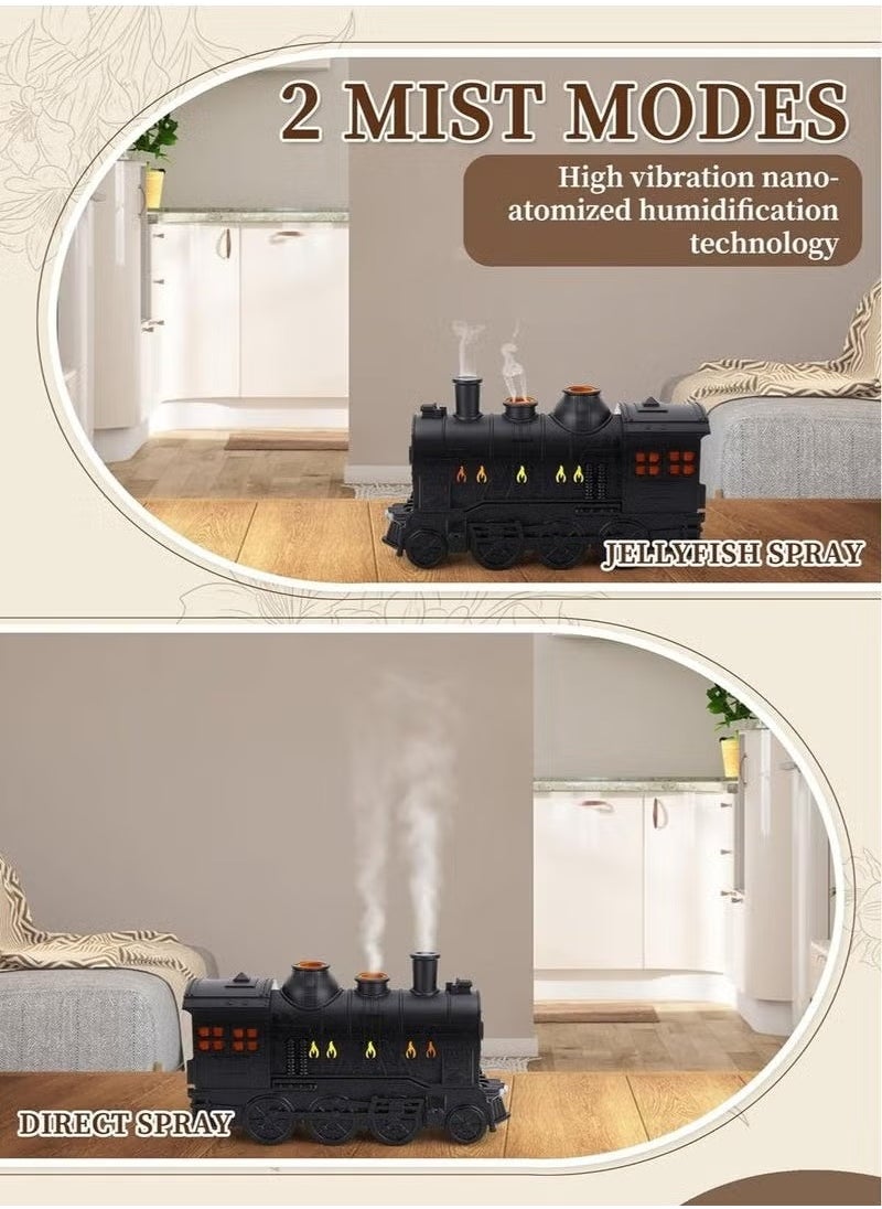 Train Essential Oil Diffuser 300ml – Retro Steam Train Design Aroma Humidifier with 2 Light Modes, 2 Mist Settings, Remote Control – Ultrasonic Cool Mist Diffuser for Bedroom, Home, Office, Gifts & Decor – Quiet Operation, Night Light
