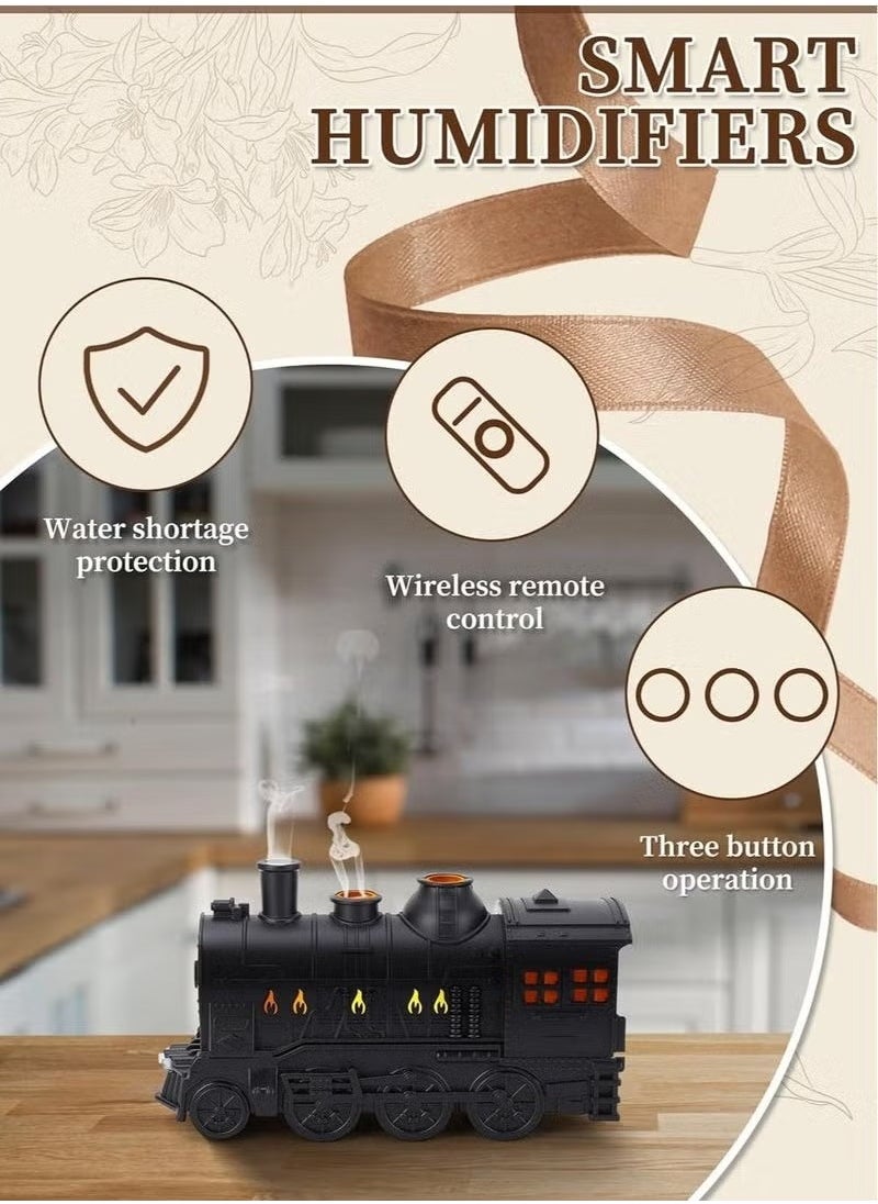 Train Essential Oil Diffuser 300ml – Retro Steam Train Design Aroma Humidifier with 2 Light Modes, 2 Mist Settings, Remote Control – Ultrasonic Cool Mist Diffuser for Bedroom, Home, Office, Gifts & Decor – Quiet Operation, Night Light