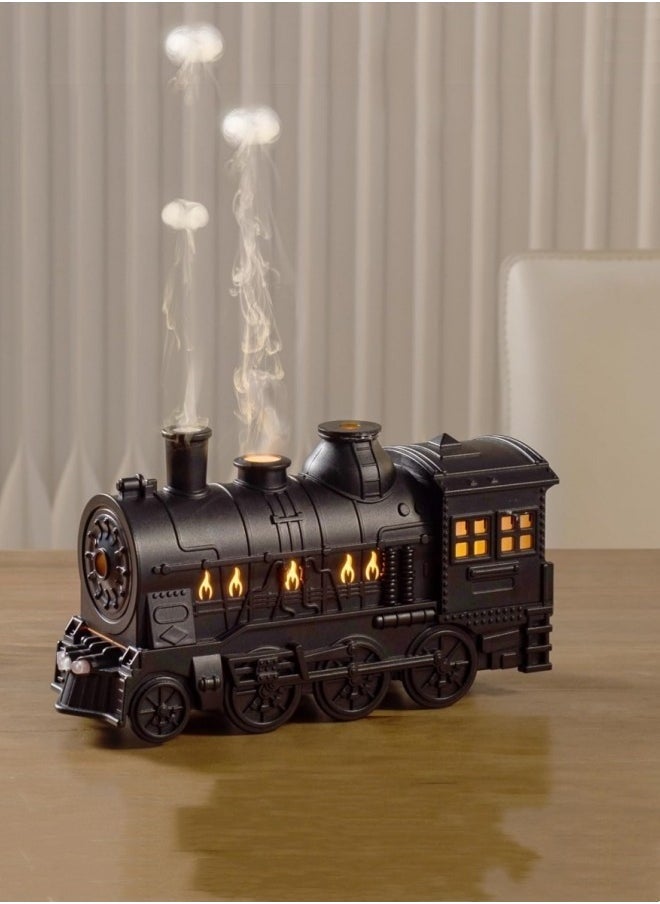 Humidifier, 300ml Aromatherapy Diffuser Essential Oil Air Humidifier, Train Diffuser for Large Room Essential Oil, Aromatherapy Diffuser Cool Mist with 2 Lights 2 Mist Modes Auto Off for Home Office Hotel